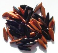 50 5x16mm Black & Copper Dagger Beads